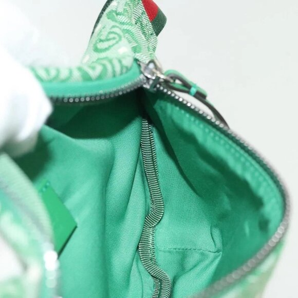 GUCCI Children's Sherry Line Bag Canvas Leather Green Silver 502095 Auth 138553 - Picture 13 of 16